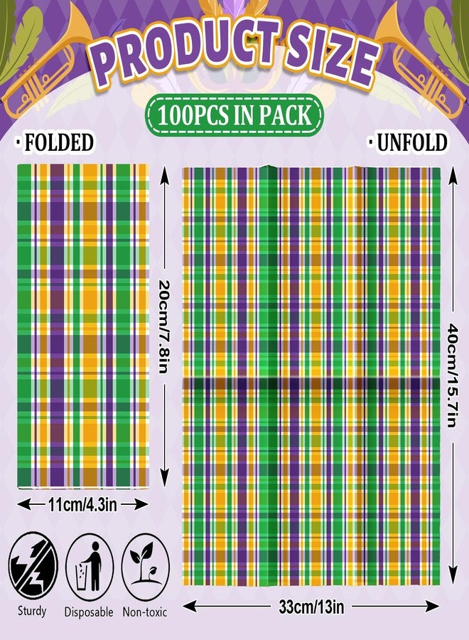 JarThenaAMCS مناديل ضيوف ماردي غرا من جارثينا إيه إم سي إس، 100 ورقة، مناديل ورقية ملونة بنقشة مربعات، للاستخدام مرة واحدة، مناديل ورقية مزخرفة بنقشة مربعات، مناسبة للحمامات ومستلزمات الحفلات وتزيين الطاولات، مقاس 4.3 × 7.8 بوصة - Image 2